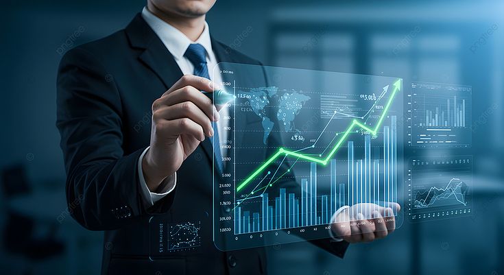 Wealth growth with AI INVEST - rising market chart and savings